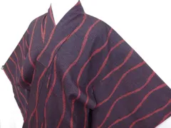 P42418　本場　結城縮　紬　袷　c