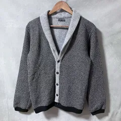 FRANK LEDER フランクリーダー ドイツ製 ウール ニット ヘリンボーン ジャガード ショールカラー カーディガン size.XS グレー Germanyのサムネイル