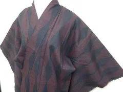 P42412　本場　縮　結城紬　袷　c