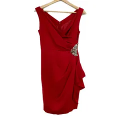 Diagram GRACE CONTINENTAL(ダイアグラム) ワンピース サイズ36 S レディース美品  - レッド×クリア ノースリーブ/ひざ丈/ビジュー