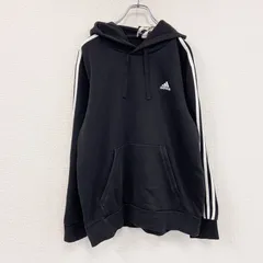 adidas　アディダス　スウェットパーカー/フーディー　パフォーマンスロゴ　黒　ブラック　Lサイズ　古着