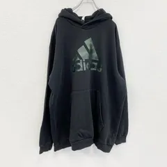 adidas　アディダス　スウェットパーカー/フーディー　パフォーマンスロゴ　黒　ブラック　2XLサイズ　古着