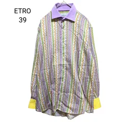ETRO エトロ 訳あり 長袖シャツ ストライプ マルチカラー 39 イタリア製
