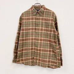 LANDS’END　ランズエンド　長袖シャツ　ボタンダウンシャツ　チェック柄　グリーン　オレンジ　XLサイズ　古着