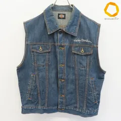 ハーレーダビッドソン HARLEYDAVIDSON デニムベスト Gジャン ノースリーブ ロゴ刺繍 ロゴボタン バックデザイン メンズ [x993357]