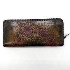 TATT CALF クロコ型押し L字ファスナー長財布 グリーン 京都浪花屋 