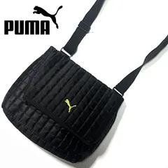 【00s】【PUMA】プーマ キルティング ショルダーバッグ ブラック イエロー 刺繍ロゴ ストリート アメカジ アーカイブ