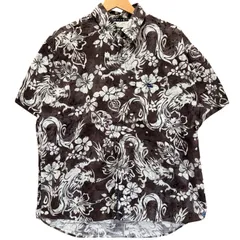 T&C Surf Designs タウン&カントリー アロハシャツ ドラゴン 龍 総柄 茶色 ブラウン Mサイズ 半袖シャツ ビンテージ風 古着 90s サーフブランド ストリート 希少デザイン タカミ コットン / MS556のサムネイル