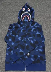 A BATHING APE カモフラ シャーク ネイビージップアップ L