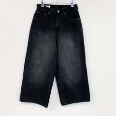 ZARA　ザラ　ワイドデニムパンツ/ジーンズ　ブラックデニムパンツ　縦落ち　黒　ブラック　34サイズ　古着