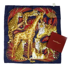 Ferragamo*フェラガモ　大判スカーフ　シルク100%　虎　アニマル フェラガモ Salvatore Ferragamo/スカーフ 黄土色 カラフル アニマル柄