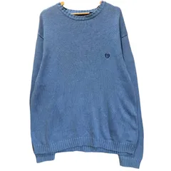 チャップス ラルフローレン コットンニット セーター 希少XXL 水色 スカイブルー ワンポイント 刺繍ロゴ 古着 ビンテージ ビッグシルエット オーバーサイズ ゆるだぼ CHAPS RALPH LAUREN / MS560のサムネイル
