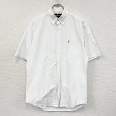 Ralph Lauren　ラルフローレン　半袖シャツ　刺ロゴ　無地　白　ホワイト　Mサイズ　古着