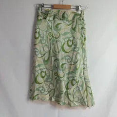 M1-02900 【Women】 armoire caprice(アーモワールカプリス) 膝丈マーメイドスカート (38)(XS相当) /緑、白 内側の右にやぶれ有 ウエストにほつれ有 K-夏のサムネイル