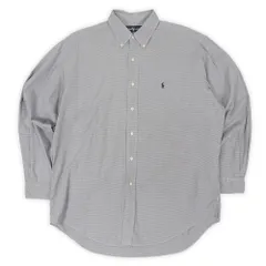 ポロラルフローレン POLO RALPH LAUREN 90s 90年代 ボタンダウンシャツ BD YARMOUTH オックスフォード 定番 USA ヴィンテージ アメリカ 古着 メンズ シャツ ネイビー系 チェック柄 L【中古】