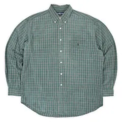 ポロラルフローレン POLO RALPH LAUREN 90s 90年代 ボタンダウンシャツ BD BLAIRE ブレアー 定番 ロゴ刺繍 USA ヴィンテージ アメリカ 古着 メンズ シャツ グリーン系 チェック柄 L【中古】