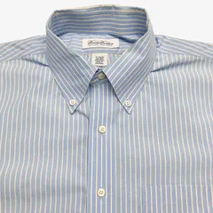【17-32/33】Brooks Brothers（ブルックスブラザーズ）Original Polo Shirt BD ブルー×クリーム ストライプ / コットン100% ノンアイロン ポケット付 メンズXXL相当