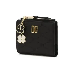 DAKS ブラック 2段二つ折り財布 + クローバ チャーム装飾 新品