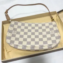 【送料無料】Louis Vuitton/ルイヴィトン/ミニバッグ/ミニポーチ/ダミエ/アズール/アイボリー×グレー/箱付き/中古品