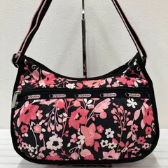 1980　LeSportsac レスポートサック　ショルダーバッグ　ブラック　黒　ピンク　クラシックホーボー　花柄　フラワー　レディース　軽量　カジュアル　シンプル