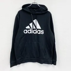 adidas　アディダス　スウェットパーカー/フーディー　パフォーマンスロゴ　デカロゴ　黒　ブラック　Lサイズ　古着