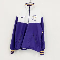 90s～　B SPORTS　ハーフジップナイロンプルオーバージャケット　バイカラー　白　ホワイト　紫　パープル　Lサイズ　古着