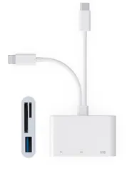 3in1 Lightning/Type-c SDカードカメラリーダー 【2025新 MFi認証品】USB/SD/TF変換アダプタ iPhone ライトニング/タイプc SDカードリーダー 設定不要 写真/ビデオ 高速 双方向転送