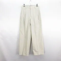 ジーユー GU ワイドパンツ ボトムス タック リネンブレンド M ベージュ ※EKM