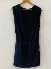 ピ751⚫︎AMERICAN RAG CIE⚫︎アメリカンラグジー⚫︎ワンピース⚫︎ノースリーブ⚫︎レース部綿100%⚫︎ウエスト総ゴム⚫︎切替⚫︎レディース⚫︎sizeF⚫︎黒⚫︎日本製