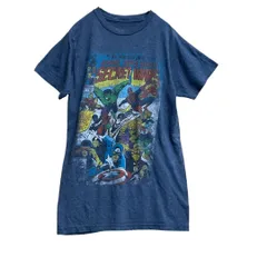 マーベル　アメコミTシャツ DCアイアンマン 紺色 S スパイダーマン【2988