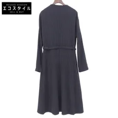 Plantation プランテーション コットン ベルト付き ロングコート ノーカラー レディース ネイビー M PL13FA066 M