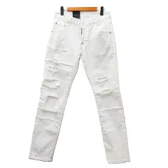 タグ付き 美品 DSQUARED2 ディースクエアード ダメージ加工デニムパンツ ホワイト メンズ 46 9312 ★2853 M0007-08-0414①