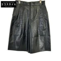 B&Y U-ARROWS ビューティーアンドユース ユナイテッドアローズ 1619-144-0999 ﾌﾞﾗｯｸ ｸﾛｺﾗｲｸ ﾌｪｲｸﾚｻﾞｰﾊｰﾌﾊﾟﾝﾂ M