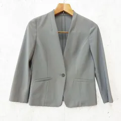 WHITE JOOLA ホワイトジョーラ 洗える カラーレス ノーカラー ジャケット 抗菌 ストレッチ グレー Mサイズ ◎_〇□☆のサムネイル