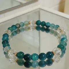 ブレスレット ブルー瑪瑙(ブルーアゲート）水晶  天然石ブレスレット