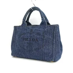PRADA / プラダ ■トートバッグ キャンバス ネイビー プラダメタル 【バッグ/バック/BAG/鞄/カバン】 ブランド【中古】 