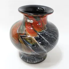 カメイガラス ◆【花器】カメイガラス/手作りガラスフラワーベース マーブル 華道具 インテリア 昭和レトロ ギフト【未使用】 