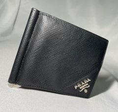 PRADA 】マネークリップ ネイビー トライアングルロゴレザー - メルカリ
