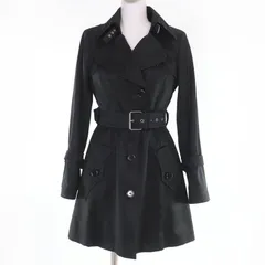 美品☆BURBERRY BLUE LABEL バーバリーブルーレーベル コットン100％ 裏地チェック柄 ウールライナー付 トレンチコート ブラック 38 正規品 レディース
