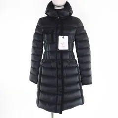 極美品☆MONCLER モンクレール HERMINE エルミンヌ ロゴワッペン・フード付 ダウンコート ブラック 00 正規品 レディース