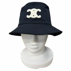 美品★CELINE セリーヌ 2AUE5968P コットン100％ トリオンフ バケットハット ハット 帽子 ブラック S フランス製 正規品 レディース