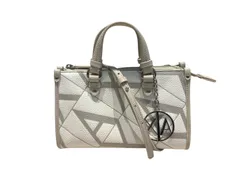 ARMANI EXCHANGE (アルマーニエクスチェンジ) オールオーバーマキシロゴ スモールハンドバッグ ホワイト レディース/036