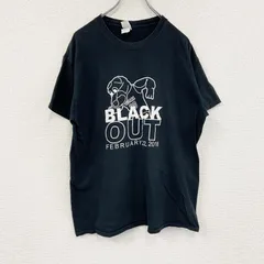 GILDAN　ギルダン　半袖プリントTシャツ　BLACK OUT　黒　ブラック　Lサイズ　古着