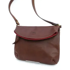 IL BISONTE / イルビゾンテ ■ショルダーバッグ　斜め掛け　メッセンジャー　カーフ　ブラウン 【バッグ/バック/BAG/鞄/カバン】 ブランド【中古】 