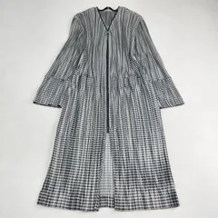 ISSEY MIYAKE　ロングワンピース　2way フルジップ　ギンガムチェック　マキシ丈　プリーツ　L