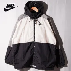 ナイキ NIKE  ナイロンジャケット L ブラック グレー クリーム ウインドランナー  ロゴ刺繍 ストリート スポーツミックス 古着 A656