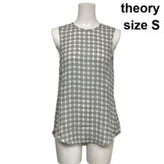theory（S）シルク100％ 総柄ノースリーブブラウス 薄手 きれいめ 上品 