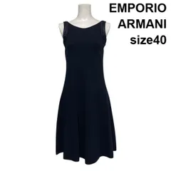◇ エンポリオアルマーニ EMPORIO ARMANI フレアワンピース ドレス ノースリーブ ロング丈 トリム装飾 Aライン 40 M 9号 レディース S6D352のサムネイル