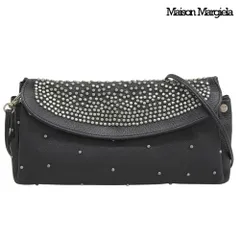 美品 マルジェラ Maison Margiela Maison Martin Margiela スタッズ付き レザー ウォレット ショルダー ストラップ  クラッチ バッグ 黒 ブラック