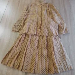 昭和レトロ シルク100% 総柄 スカート セットアップ 9号 M相当